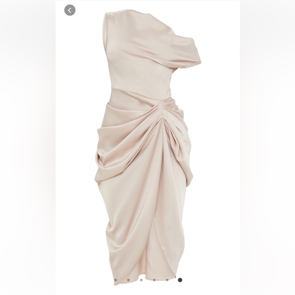 Champagne Satin Off Shoulder Dress